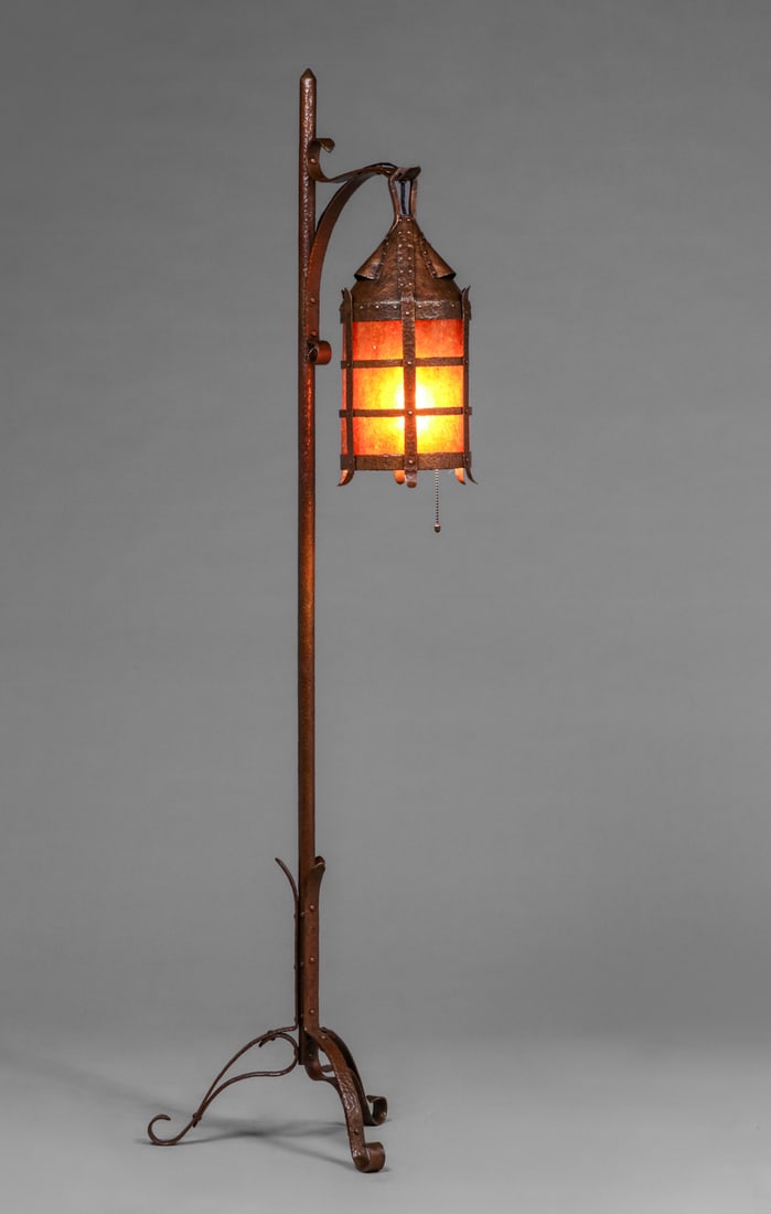 Frederick Fifield (1874-1947) Hancock, NY Hammered Copper & Mica Floor Lamp c1920s (1 of 1)