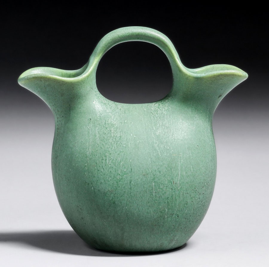 Unusual Hampshire Pottery Matte Green Vase c1910 (1 of 6)
