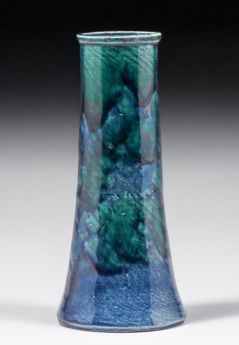 William Baron Barnstaple #493 Devon Art Pottery Iridescent Vase c1900s (1 of 4)