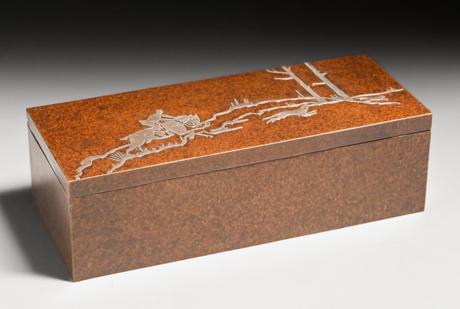 Heintz #4095 Sterling on Bronze Fox Hunt Humidor Box c1915 (1 of 7)