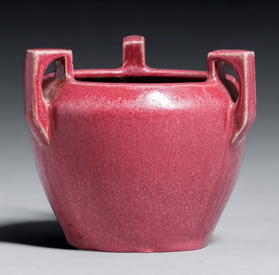 Fulper Pottery Matte Pink Three-Handled Vase c1910s (1 of 3)