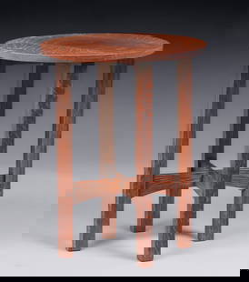 Gustav Stickley #604 Tea Table c1907: Gustav Stickley #604 Tea Table c1907. Signed. Worn original finish. 20"d x 26"h. Spend $7500 or more at this auction and all of your SHIPPING IS FREE within the lower 48 states. SHIPPING We box and sh