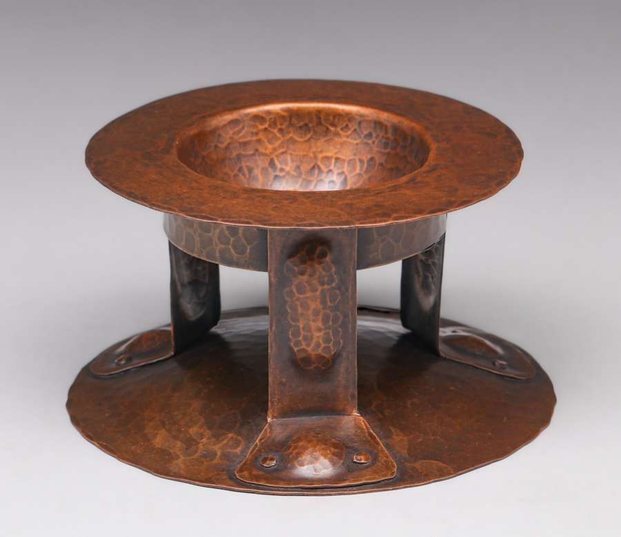 Arthur John Seward - Birmingham, England Hammered Copper Footed Bowl c1900 (1 of 5)
