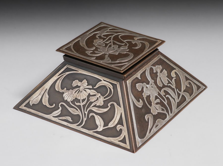 Early Heintz Sterling on Bronze Inkwell c1910 (1 of 5)