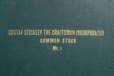 Gustav Stickley Common Stock Ledger 1914: Gustav Stickley Common Stock Ledger 1914. Several torn pages. Provenance: Leopold Stickley Estate Auction 1981. 14.5"w x 8"h. Spend $7500 or more at this auction and all of your SHIPPING IS FREE withi