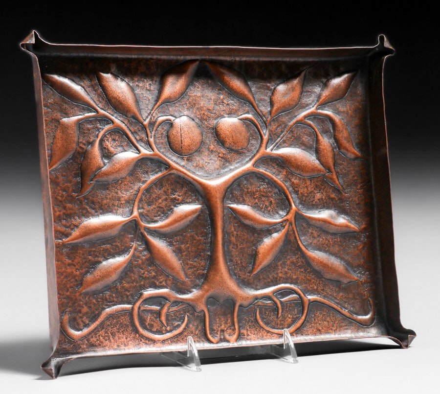 Yattendon School - England Repousse Hammered Copper Tree-of-Life Tray c1900 (1 of 5)
