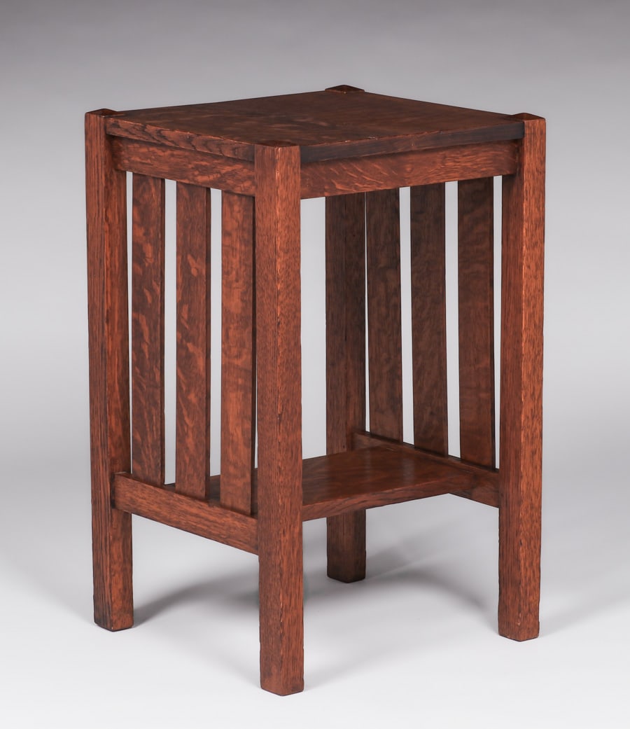 Harden Furniture Co Slatted Oak Side Table c1910 (1 of 5)