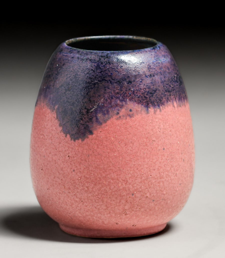 Fulper Pottery Matte Purple over Pink Vase c1910s (1 of 4)