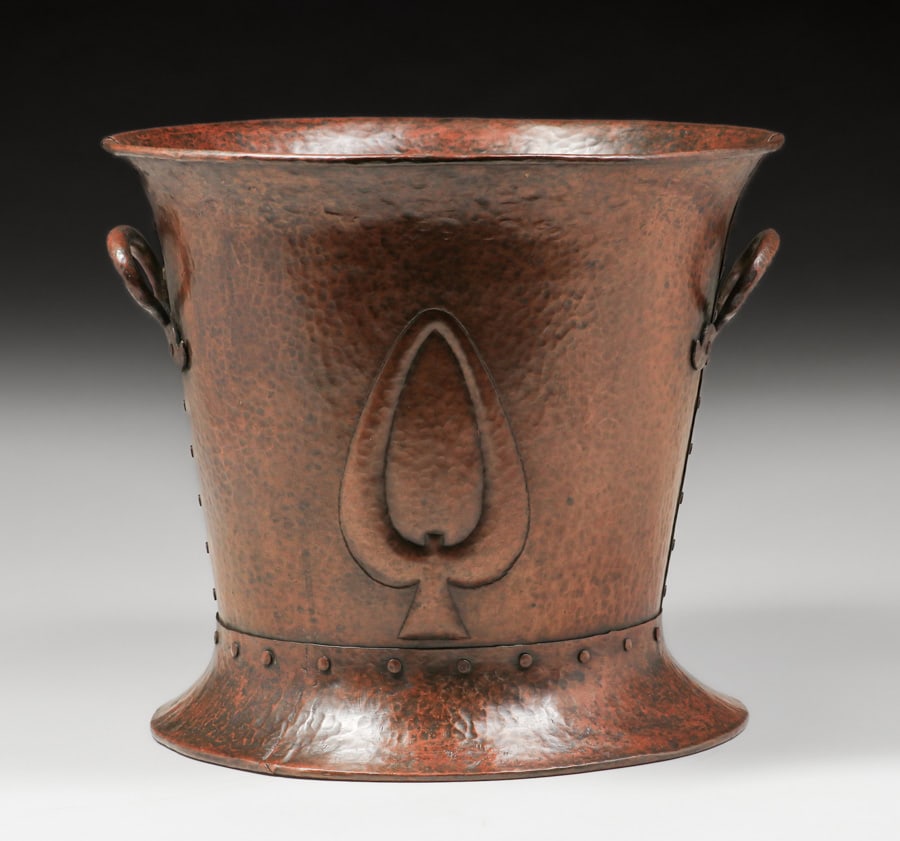 Benedict Studios Hammered Copper Two-Handled Jardiniere c1910 (1 of 4)