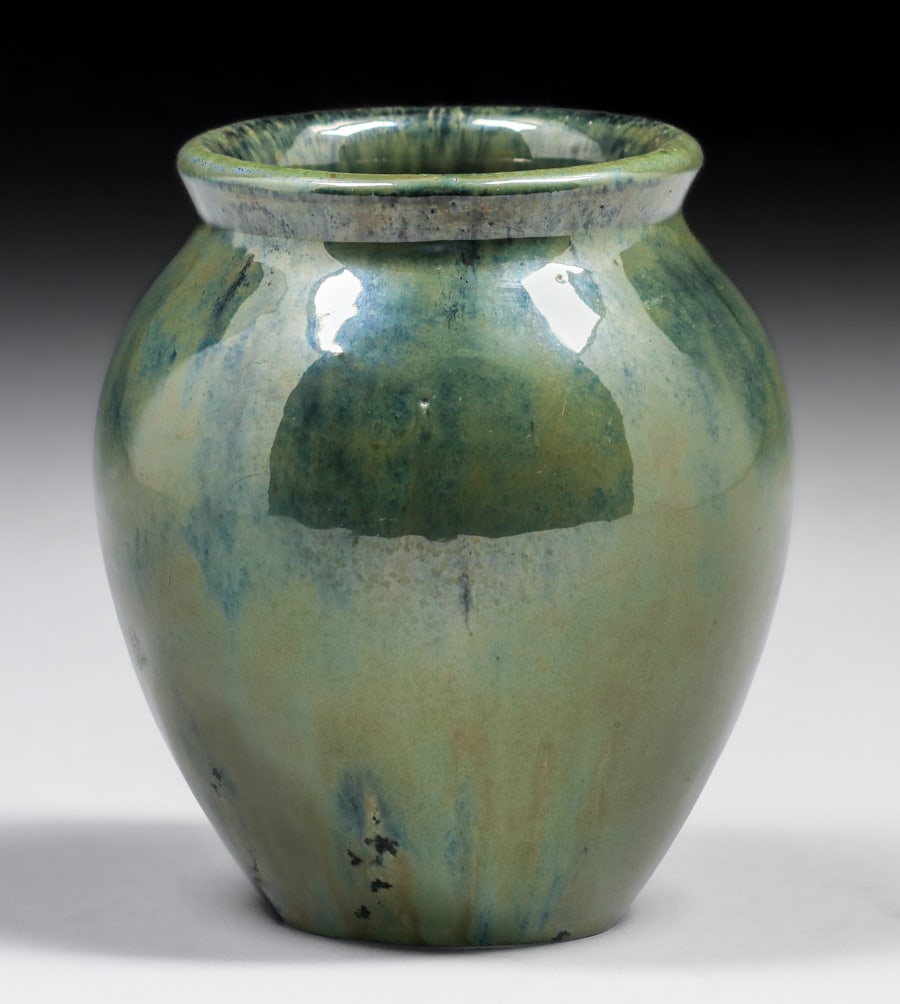 Fulper Pottery Green & Blue Lustre Flambe Vase c1910 (1 of 4)