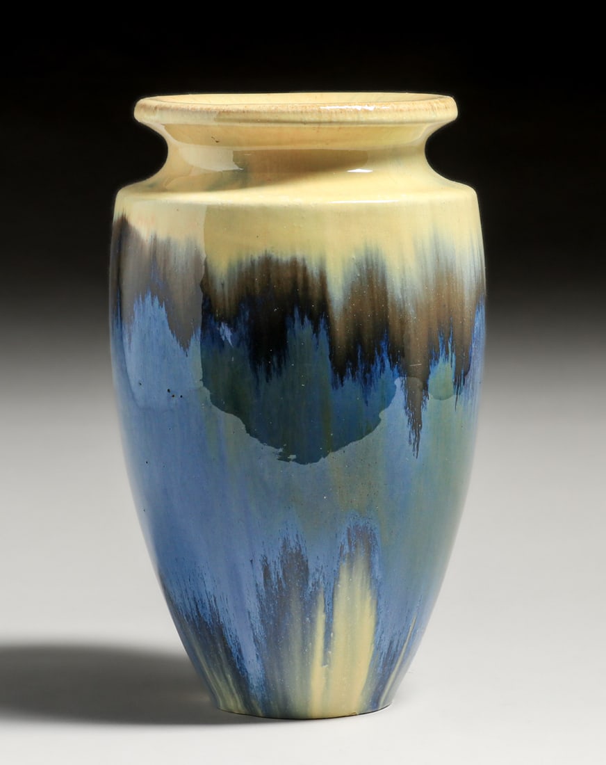 Fulper Pottery Chinese Blue & Ivory Flambe Vase c1910s (1 of 4)
