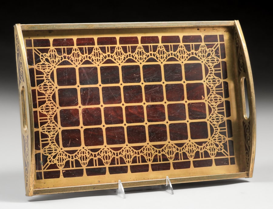 Erhard & Sohne – German Arts & Crafts Brass Two-Handled Tray c1905 (1 of 4)