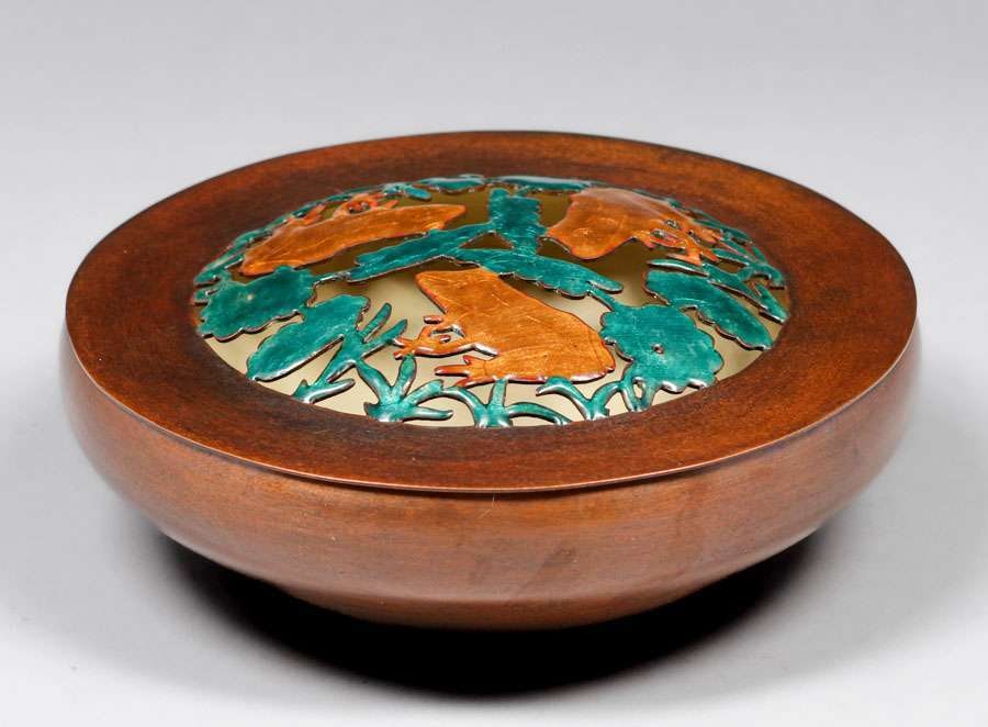 Gregor Panis - Falmouth, MA Hammered Copper & Enamel Covered Bowl c1910 (1 of 7)