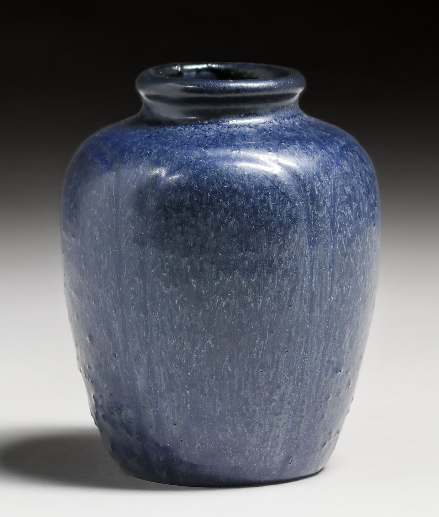 Hampshire Pottery Matte Blue Vase c1910 (1 of 3)