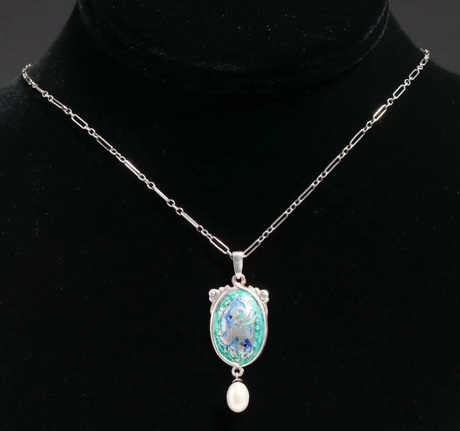 Charles Horner Sterling Silver & Enamel Pendant Necklace c1910 (1 of 2)