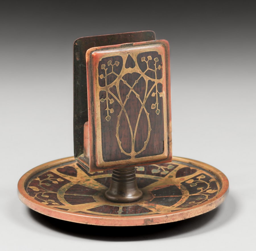 Erhard & Sohne – German Arts & Crafts Mahogany & Brass Matchbox Holder & Ashtray c1905 (1 of 5)