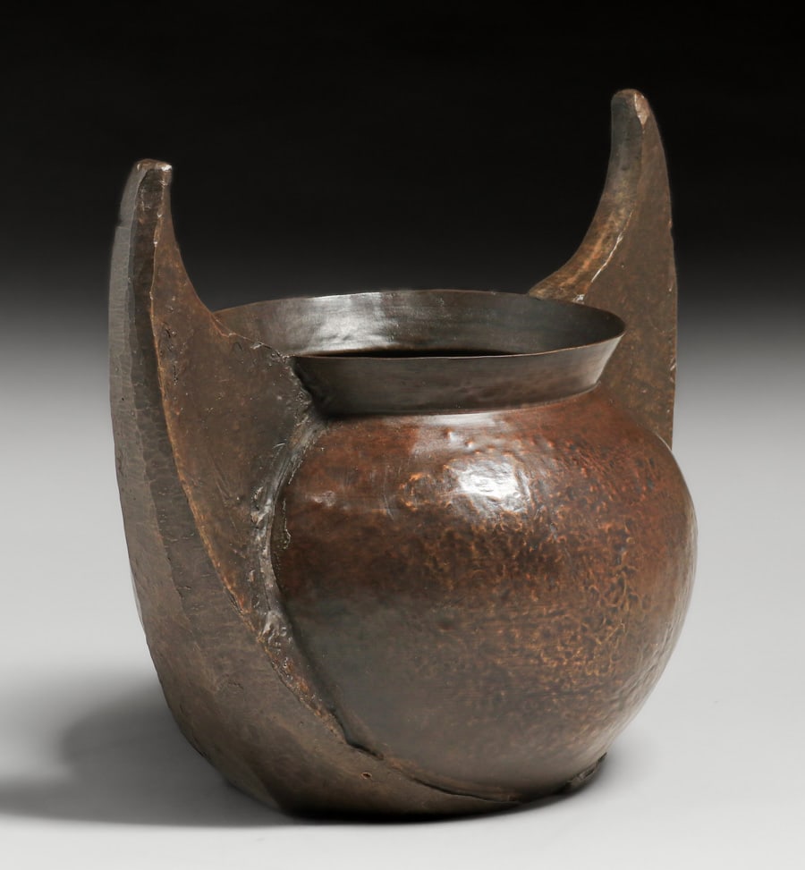 Arts & Crafts Hammered Copper Viking Horn Vase c1910s (1 of 4)