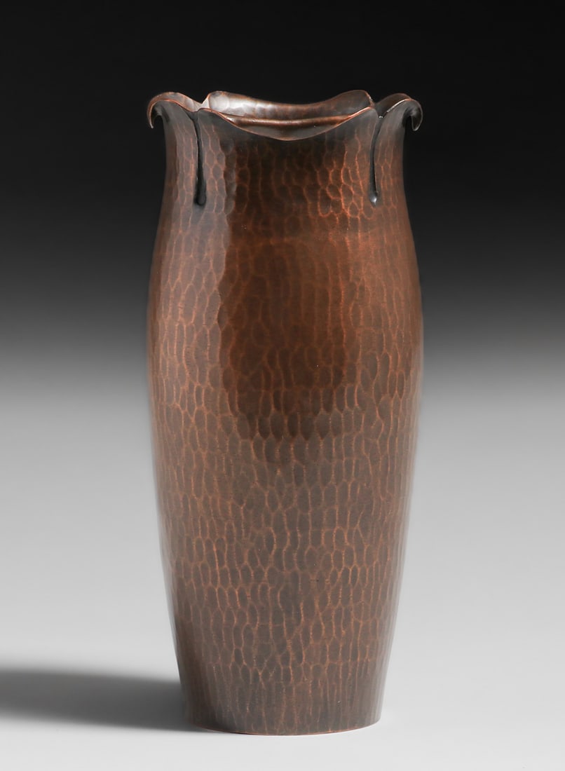 Roycroft Hammered Copper Ruffled Rim Vase c1920s (1 of 4)