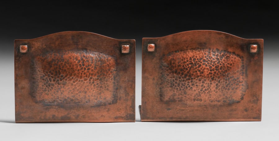 Important Early Roycroft Hammered Copper Secessionist Square Bookends c1912 (1 of 6)