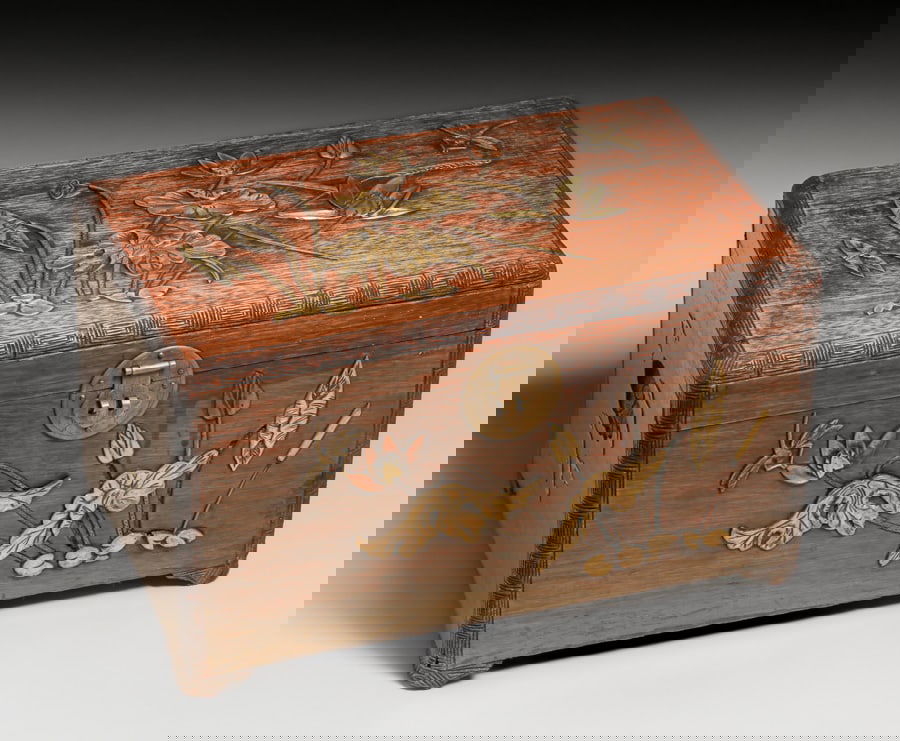 Chinese Aesthetic Movement Mixed Metal & Wooden Box c1890s (1 of 11)