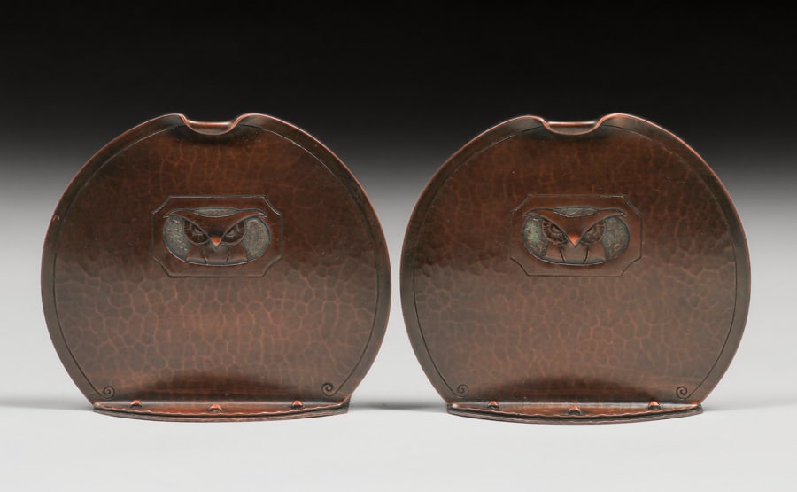 Roycroft Hammered Copper Owl Bookends c1920s (1 of 3)