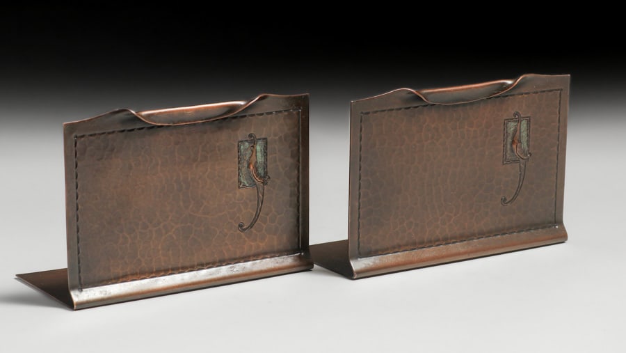 Roycroft Hammered Copper Bird-of-Paradise Bookends c1920s. (1 of 4)