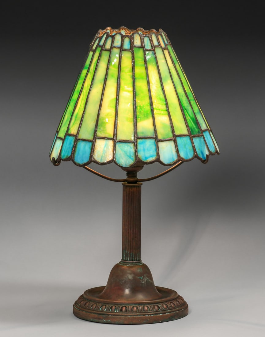 Duffner & Kimberly Leaded Glass Boudoir Lamp c1910 (1 of 4)