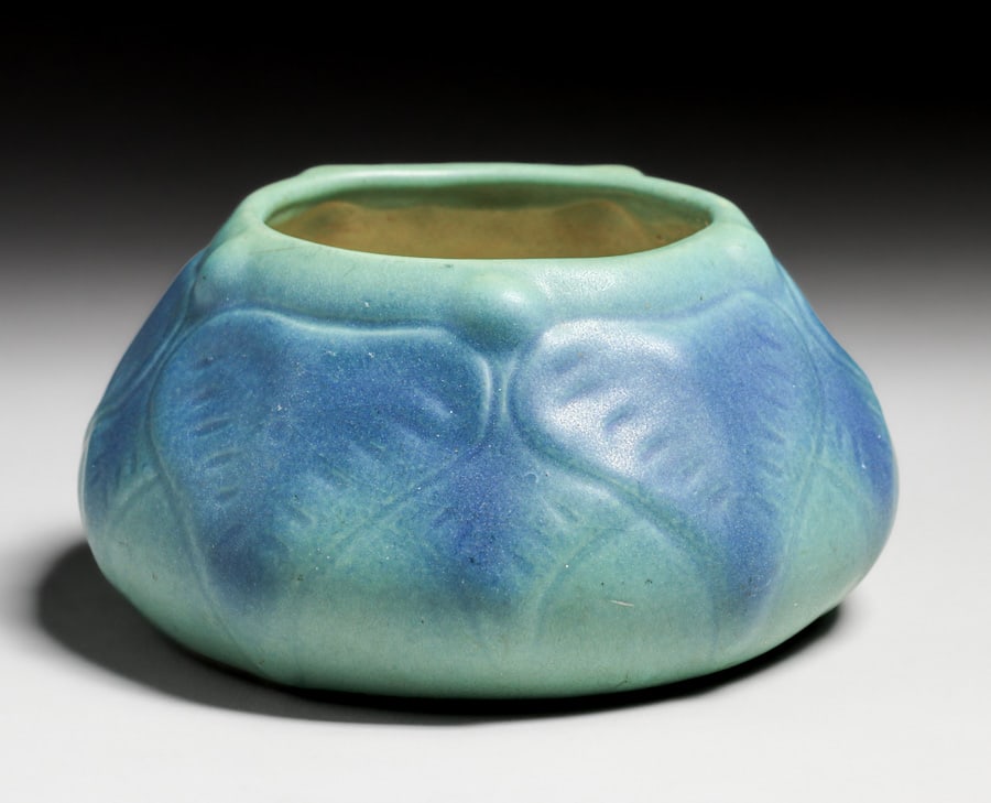 Van Briggle #858 Matte Turquoise Closed Bowl c1922-1926 (1 of 3)