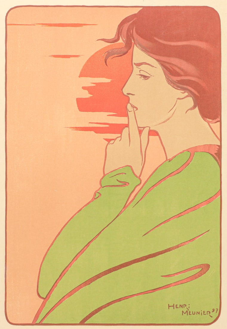 Georges Meunier Color Lithograph The Hour of Silence 1897 (1 of 4)