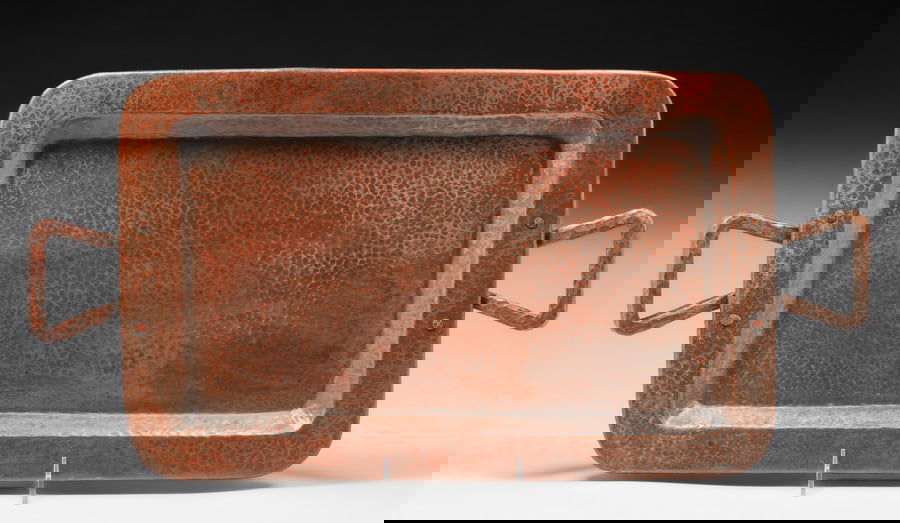 Benedict Studios Large Hammered Copper Two-Handled Tray c1910 (1 of 4)