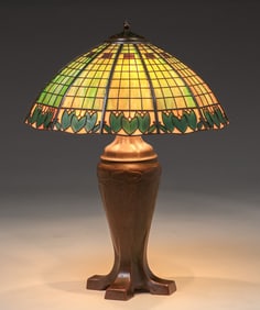 Handel Geometric Tulip Overlay Lamp c1910