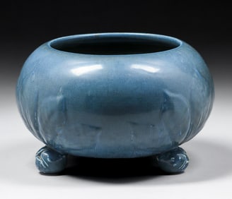 Rookwood Pottery #2181 Matte Blue Three-Footed Vase 1920