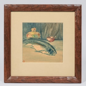 Xavier Martinez (1869-1943) Color Monotype Tonalist Salmon c1910s