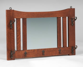 Limbert Oak Hanging Hall Mirror c1910