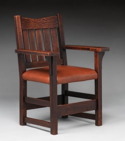 Early Gustav Stickley V-Back Armchair c1902