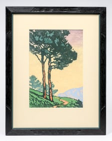 Margaret j. Patterson (1867-1950) Color Woodcut "Mountain Path" c1910s