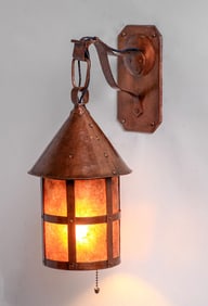 Harry St John Dixon Hammered Copper & Mica Sconce c1923