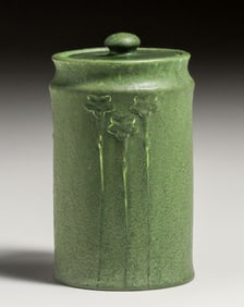 Grueby Pottery Matte Green Tobacco Jar c1905