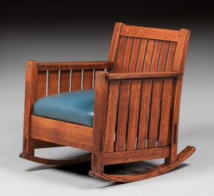 L&JG Stickley #409 Slatted Cube Rocker c1908-1912