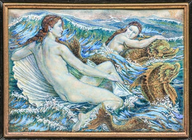 Barcelona Mermaid Enamel Plaque 1951