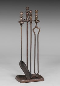 Arts & Crafts Brass Fireplace Tools c1910s