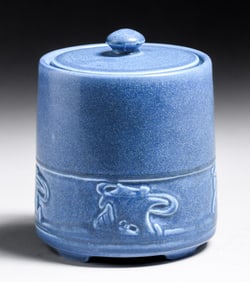 Rookwood Pottery #1896 Matte Blue Galleon Ship Humidor 1930