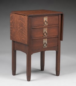 Stickley Brothers Three-Drawer Dropleaf Side Table c1910