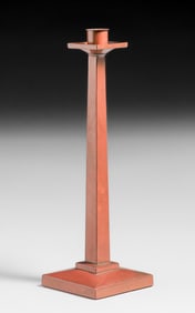 Prairie School Arts & Crafts Hammered Copper Candlestick c1910