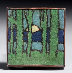 Dirk van Erp Hammered Copper Framed Grueby Tile c1910