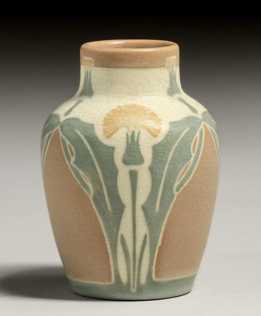 Rookwood Pottery Lorinda Epply Stylized Dandelion Floral Vellum Vase 1908 (1 of 4)