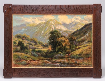 Manuel Valencia (1856-1935) Sierra Mountains Painting c1910