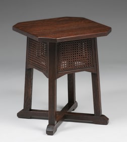 Stickley Brothers Prairie School Clip-Corner Taboret c1912