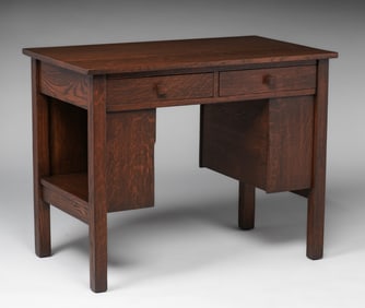 JM Young Small Two-Drawer Desk c1910s