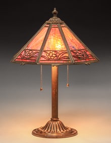 Bradley & Hubbard Brass & Slag Glass Lamp c1920s
